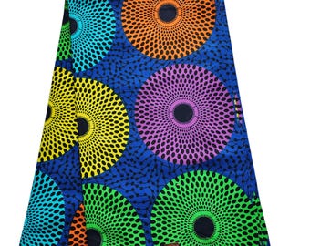 Blue Multicolor Ankara Fabric, African Print Fabric, Ankara Fabric by the yard, Wax Print Fabric, Cotton Fabric, Ankara Fabric.