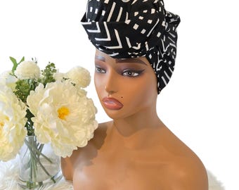 Black and White Headwrap, African Print Headwrap, Ankara Headwrap, Headtie Monochrome Wrap,Ankara Headband, Natural Hair, Scarf, Ankara