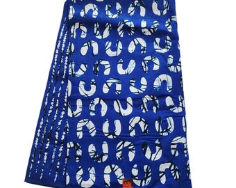 Blue and White Tribal African Ankara Fabric, African Fabric by the yard, African Print Fabric, Ankara Fabric, Blue Fabric