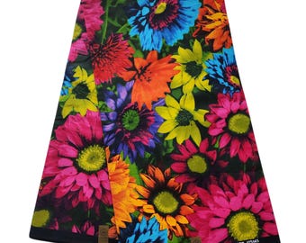 Tecido estampado africano multicolorido laranja e rosa, tecido Ankara, Ankara, tecido africano por metro, roupas africanas, tecido floral Ankara