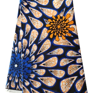 Blue and Orange African Print Fabric, African Fabric by the yard, Ankara Fabric, Ankara Fabric, African Fashion, Ankara Fabric by the Fold.