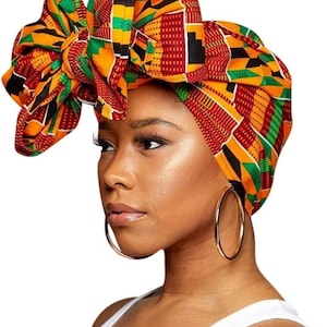 Yellow kente Headwrap, African Print Headwrap, Ankara Headwrap, Head Ties, Ankara Headband, Natural Hair, Ankara Headscarf, Yellow Kente