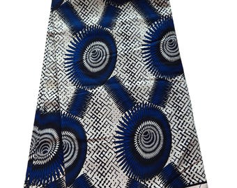 White and Blue Ankara Fabric, Ankara Fabric by the yard, African Print Fabric, White Fabric, African Fabric, Wax Print, Ankara Dress
