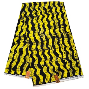Yellow and Black African Print Fabric, Ankara Fabric, African Fabric by the yard, Wax Print Fabric, 100% Cotton Fabric, Ankara Fabric.