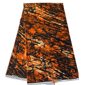 Orange and Black African Print Fabric, Ankara Fabric, Ankara, African Fabric by the yard, African Clothing, Orange Fabric