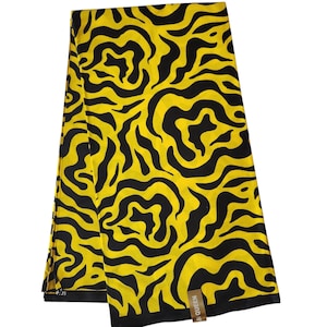 Yellow and Black African Ankara Fabric, African Fabric by the yard, African Print Fabric, Ankara Fabric, Black Fabric, Yellow Ankara Fabric.