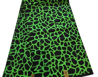 Tela Ankara verde y negra, tela africana cortada a medida, tela estampada africana, tela Ankara, tela estampada con cera, tela con estampado animal verde