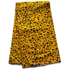 Yellow and Black African Ankara Fabric, African Fabric by the yard, African Print Fabric, Ankara Fabric, Black Fabric, Yellow Fabric.