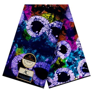 Blau und Lila Tie-Dye Ankara Stoff, Afrikanischer Stoff Schüttgut, Afrikanischer Druckstoff, Ankara Stoff, Wachsdruck, Blau Batik Stoff