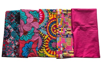 Cinco cuartos gordos de tela con estampado africano, cuartos gordos de tela Ankara, tela para acolchado, material para manualidades, tela de algodón, Ankara, acolchado de tela