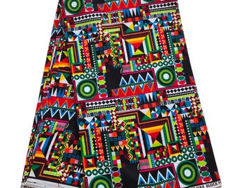 Tela africana Ankara azul y negra, tela africana cortada a medida, tela estampada africana, tela Ankara, tela estampada con cera, tela azul.