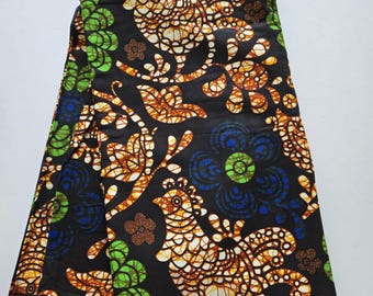 Brown, Blue and Green Ankara Fabric, African Print Fabric, African Fabric by the yard, African Print Fabric, Ankara Fabric, Wax Print