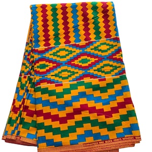 Gelber Kente Afrikanischer Druckstoff, afrikanischer Stoff durch die Falte, afrikanischer Stoff, Ankara-Stoff, Kente-Stoff, afrikanischer Kleider- / Rockstoff