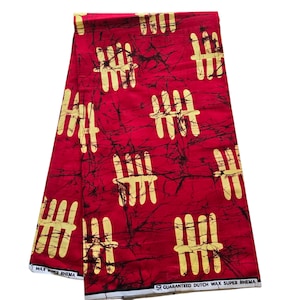 Red and Gold African Ankara Fabric, African Fabric by the yard, African Print Fabric, Ankara Fabric, Wax Print Fabric, Red Fabric.