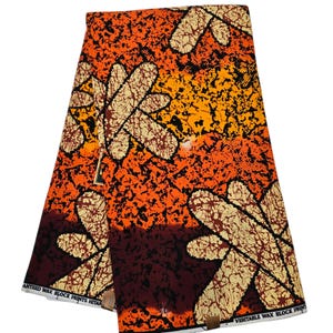 Orange and Brown Ankara Fabric, African Print Fabric, Ankara, Ankara Fabric, Wax Print, Ankara Fabric by the yard, Fabric for Sewing