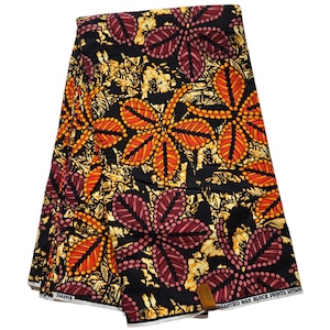 Orange and Brown Ankara Fabric, African Print Fabric, Ankara, Ankara Fabric, Wax Print, Ankara Fabric by the yard, Fabric for Sewing