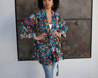 Ankara Kimono, Duster, African Print Kimono, Ankara Jacket, Kimono with a Belt