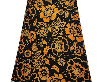 Gelber und schwarzer afrikanischer Blumendruck-Stoff, afrikanischer Stoff durch die Falte, Ankara-Stoff, Wax Print, Ankara in Meter, Wax Print Fabric