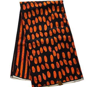 Orange and Black African Print Fabric, Ankara Fabric, Ankara, African Fabric by the yard, Orange Ankara Fabric,  Ankara Dress, Ankara Skirt