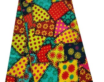 Grüner mehrfarbiger Ankara-Stoff, Afrikanischer Stoff im Bruch, Ankara-Stoff, Wax Print, Ankara in Meter, Wax Print Fabric, Massenware aus Ankara