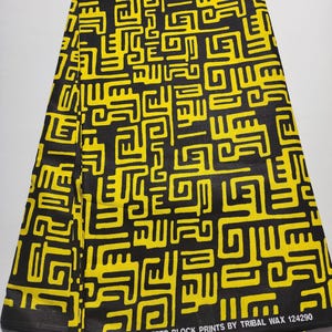 African Print Fabric, African Fabric by the yard, Ankara Fabric, Yellow and Black Ankara Fabric, African Fashion, Ankara Fabric by the Fold