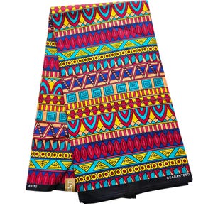 Pink and Yellow African Print Fabric, African Fabric by the yard, African Print Fabric, Ankara Fabric, Wax Print Fabric