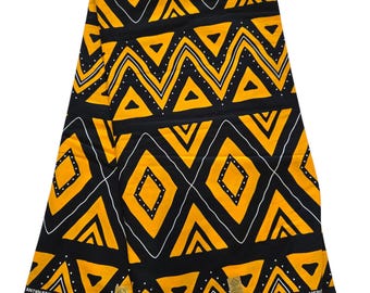 Black and Gold Tribal African Print Fabric, Ankara Fabric, African Clothing,African Fabric by the yard,Wax Print, Black fabric, Gold Fabric,