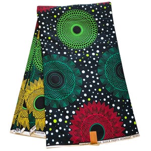 Green, Red and Yellow African Print Fabric, Ankara Fabric, African Fabric by the yard, Wax Print Fabric, 100% Cotton Fabric, Ankara Fabric.