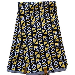 African Print Fabric, African Fabric by the yard, Ankara Fabric, Yellow and Black Ankara Fabric, African Fashion, Ankara Fabric by the Fold