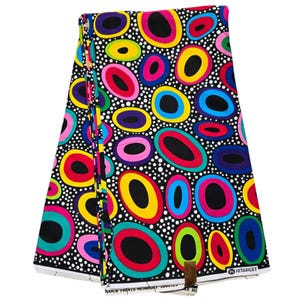 Black and Yellow African Print Fabric, Ankara Fabric, African Fabric by the yard, Wax Print Fabric, 100% CottonFabric, Ankara Fabric.
