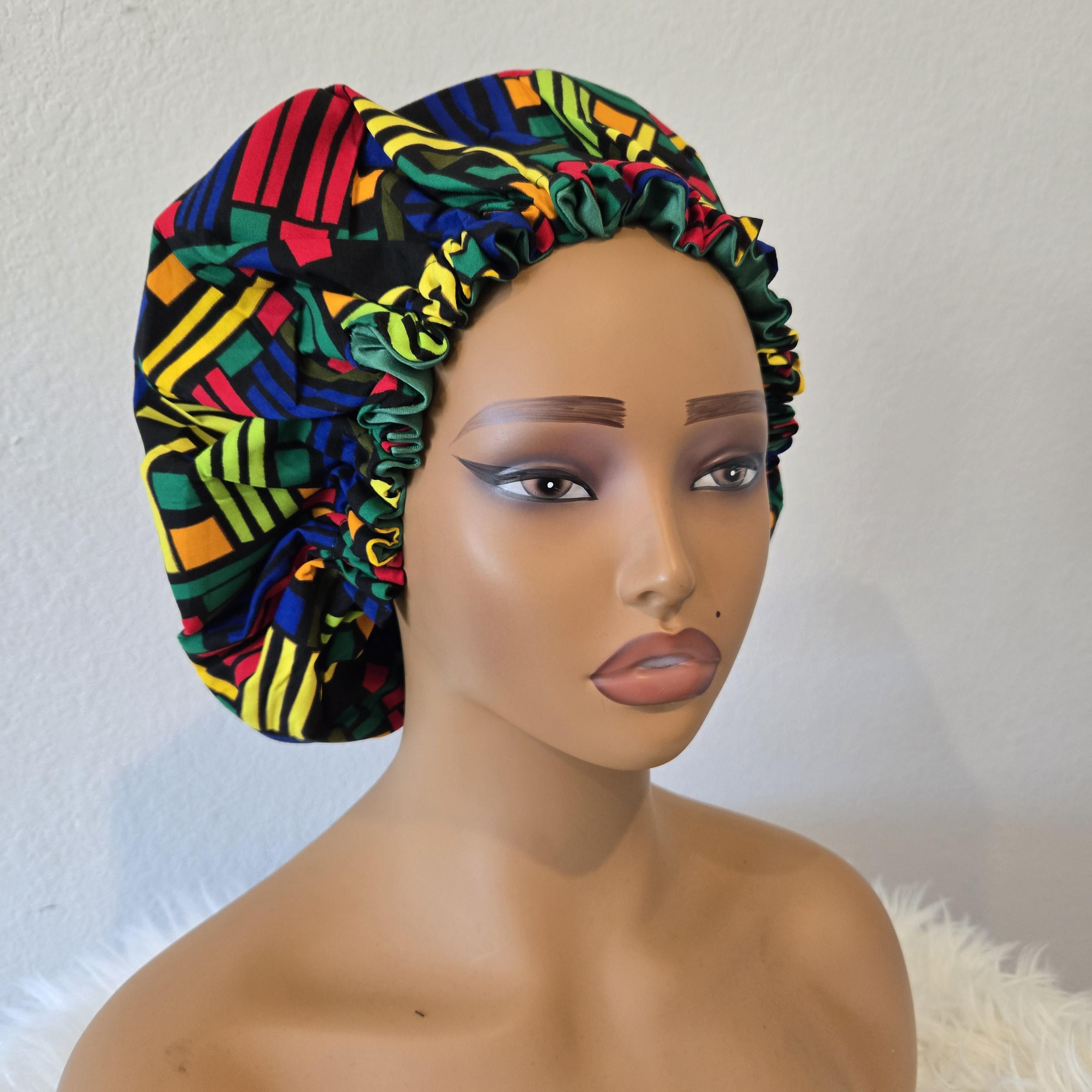 OKIYAH®️ SATIN LINED SLOUCH CAP - ANKARA BLACK Black, Satin Lined Beanie - Etsy main image 4