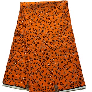 Orange and Black African Ankara Fabric, African Fabric by the yard, African Print Fabric, Ankara Fabric, Orange Fabric, African Fabric