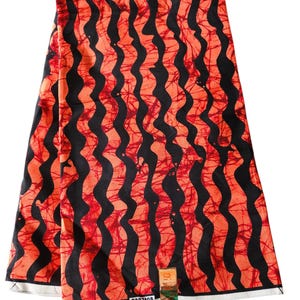 Orange and Black African Print Fabric, Ankara Fabric, African Fabric by the yard, Wax Print Fabric, 100% Cotton Fabric, Ankara Fabric.