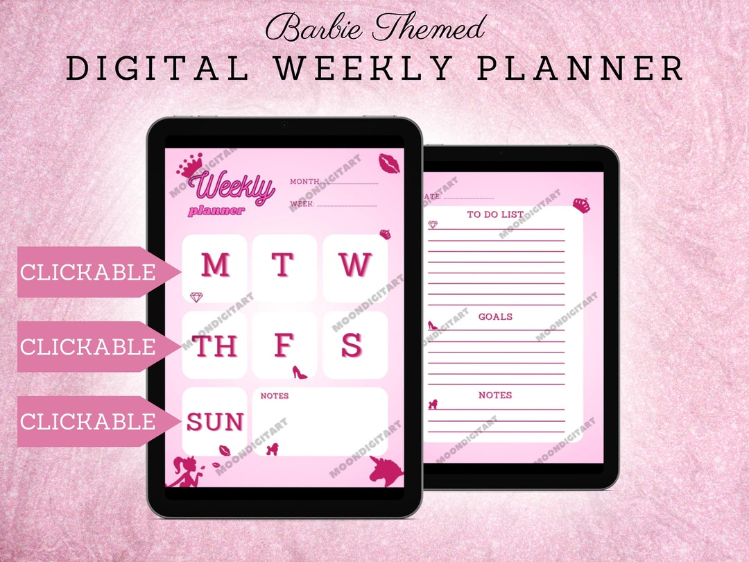 Barbi Digital Weekly Planner Printable Weekly Digital Etsy