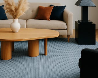 10x14 area rug Sky wool rug Carpets for bedroom Handwoven Wool Rug with Subtle Texture.
