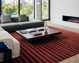 9x12 area rug Burgundy wool rug Handwoven Wool Rug with Subtle Texture