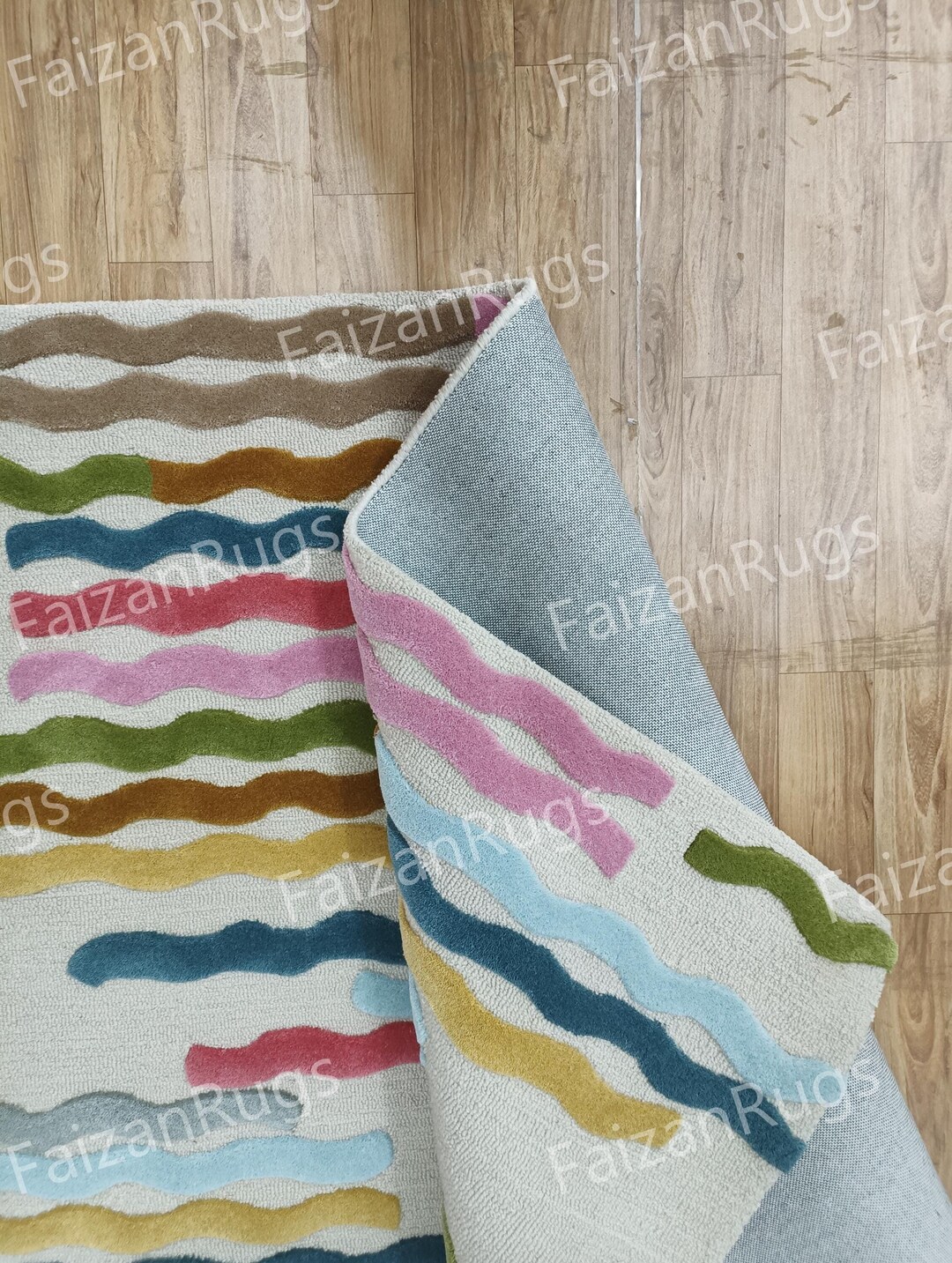 Multicolour Wool Rug Hand-tufted Wool Rug: Multi-color Floral Design, Vintage Style - Etsy