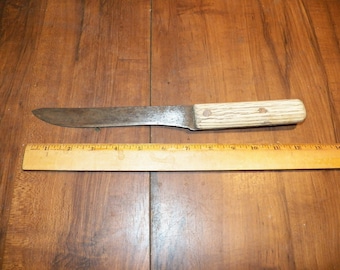Vintage Carving Knife - Steel Blade w Wood Handle