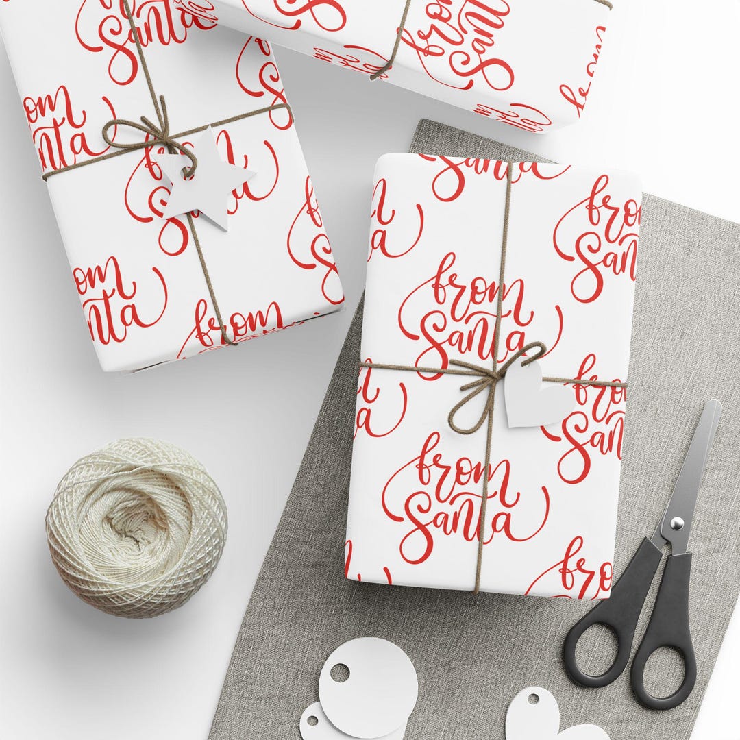 Santa Ramp Paper Christmas Santa Wrapping Papers for Kids, Holiday Gift Wrap Set With ...