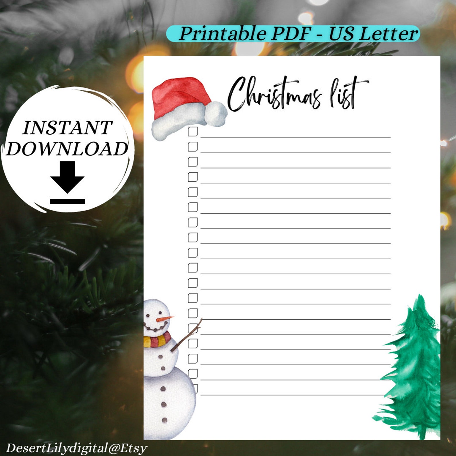 Printable Christmas Gift List, Christmas Gift Tracker, Christmas Wish