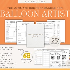 BALLOON BUSINESS BUNDLE, Balloon Starter Kit, Balloon Artist Contract, Balloon Business Cards, Balloon Order Form, Balloon Business Planner.