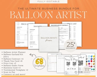 BALLOON BUSINESS BUNDLE, Balloon Starter Kit, Balloon Artist Contract, Balloon Business Cards, Balloon Order Form, Balloon Business Planner.