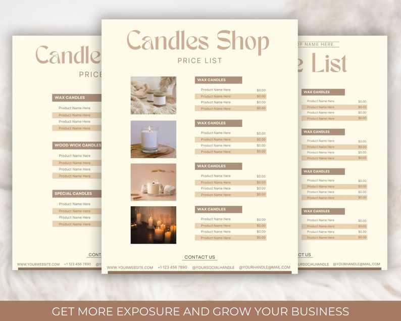 Candle Price List, Small Business Price List, Editable Candle Price ...