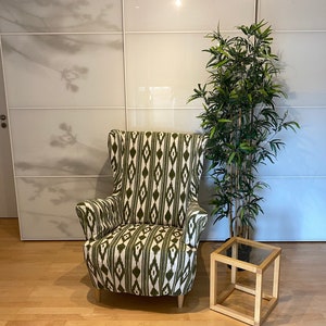 Chair Cover Made of Mallorca Ikat in Green for Ikea Strandmon Etsy
