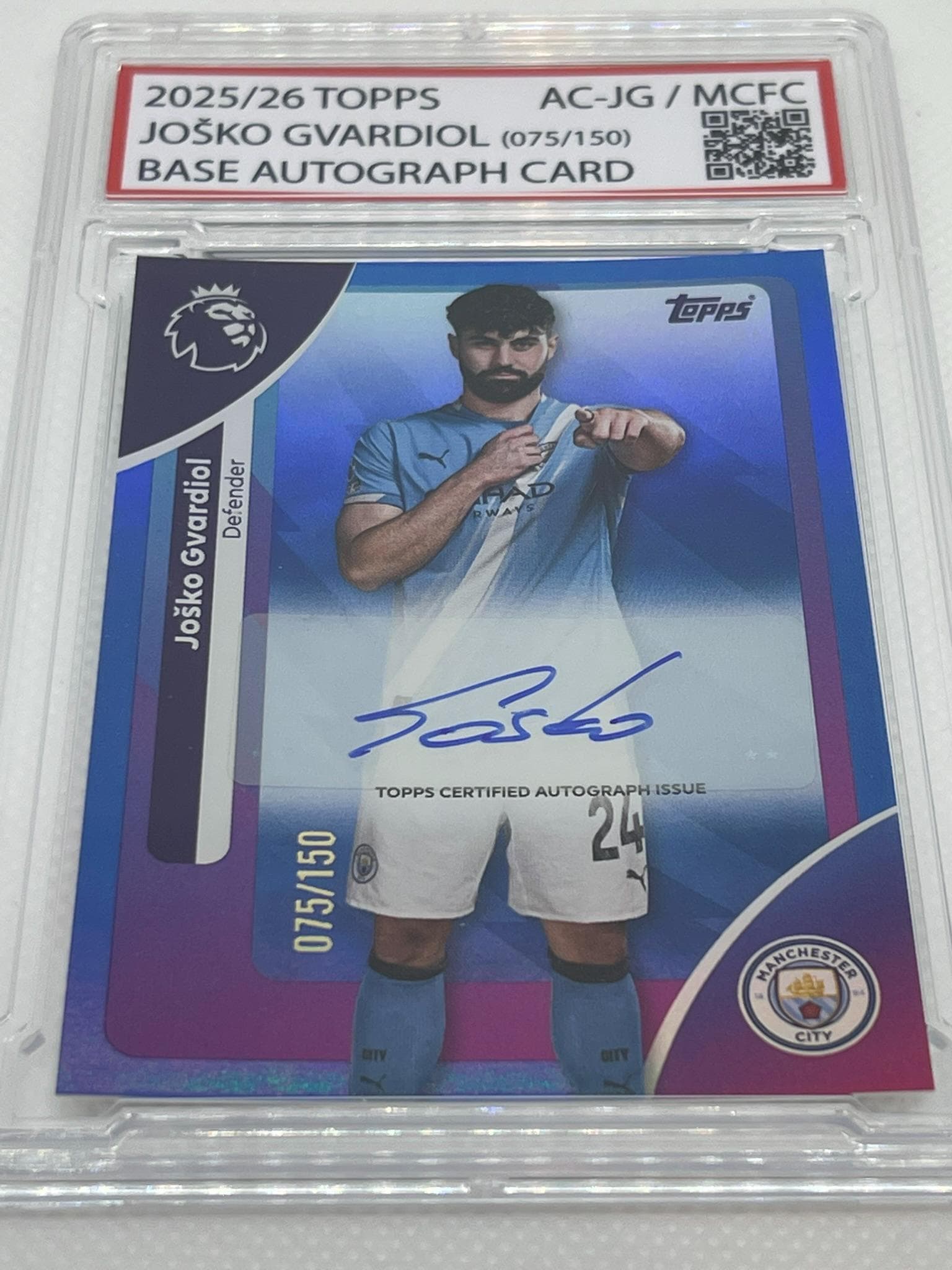 Josko Gvardiol Autograph Trading Card - Manchester City Topps