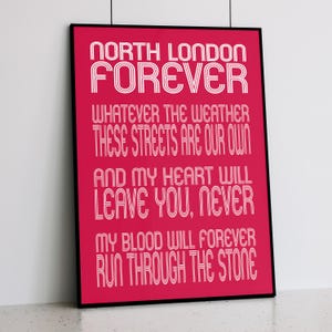 Arsenal - North London Forever - hedendaagse print - 3 kleuropties - A5 - A4 - A3 - 30 x 40 cm - digitale download beschikbaar