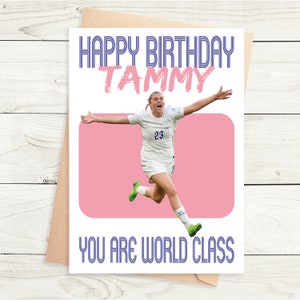 Alessia Russo - carte d'anniversaire - Angleterre - lionnes - A5 - option personnalisée - carte texturée de qualité avec enveloppe Kraft