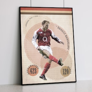 Arsenal Legends Retro Prints - Dennis Bergkamp - Quality Print - A5 - A4 - A3 - 30x40cm (Portrait)
