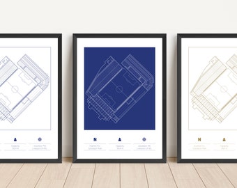 Everton - Goodison Park - A4 PRINT - A3 PRINT - (Blue/White) - (White/Blue) - (White/Gold) - Quality Gloss Print