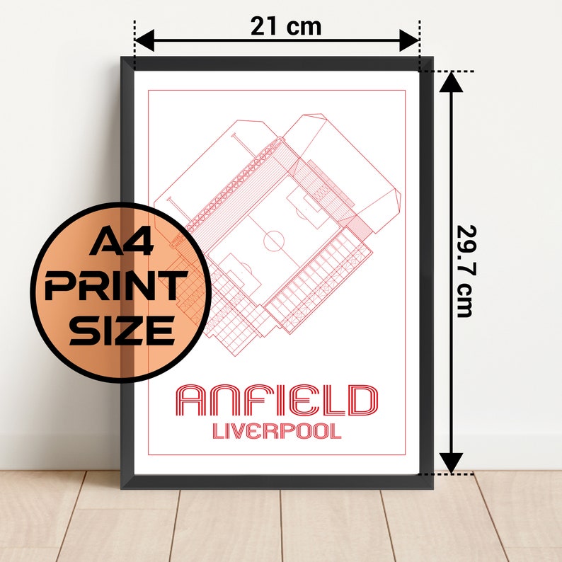 Liverpool Anfield Contemporary Stadium Print Design 3 Colour Options A5 ...